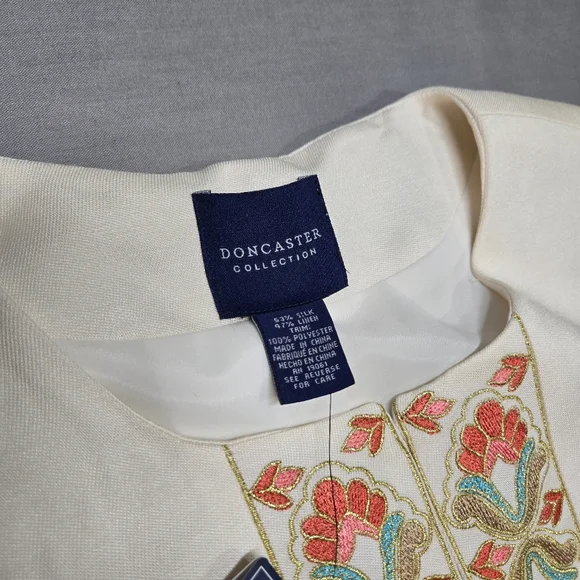 Doncaster Collection Linen Silk Suit Set‎ Colorful Embroidery Tunic Skirt Set - Picture 4 of 16